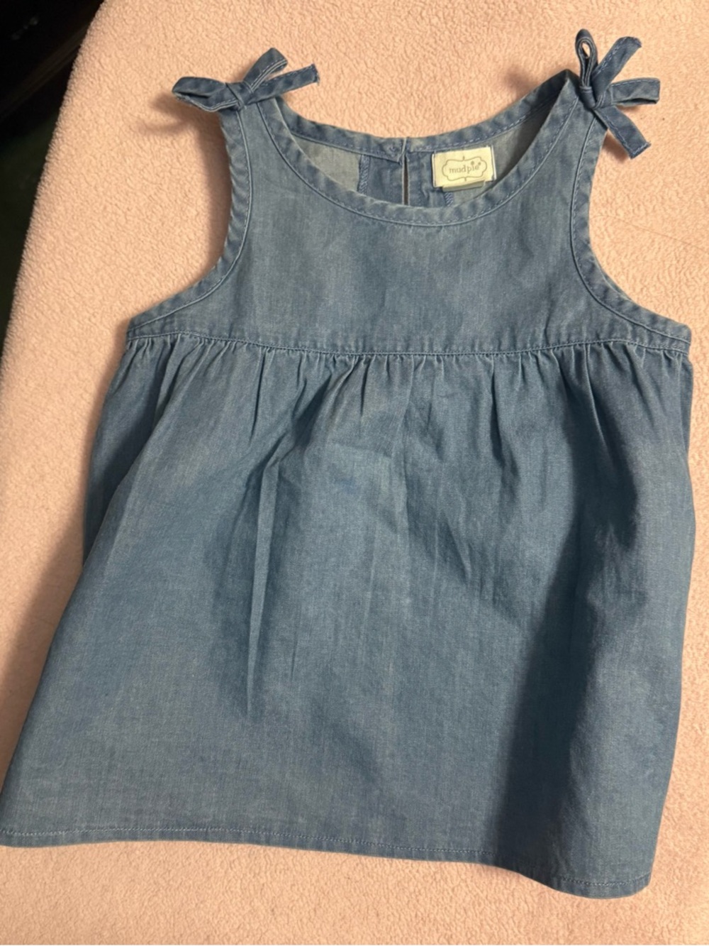Mud Pie Light Blue Denim Romper Baby Girls Sz 12-18M